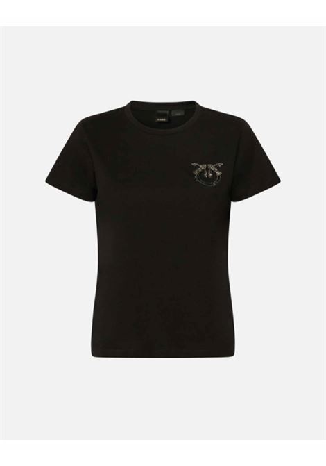 T-shirt maniche corte con ricamo gioiello Love Birds PINKO | T-shirt | 1003320 A24EZ99